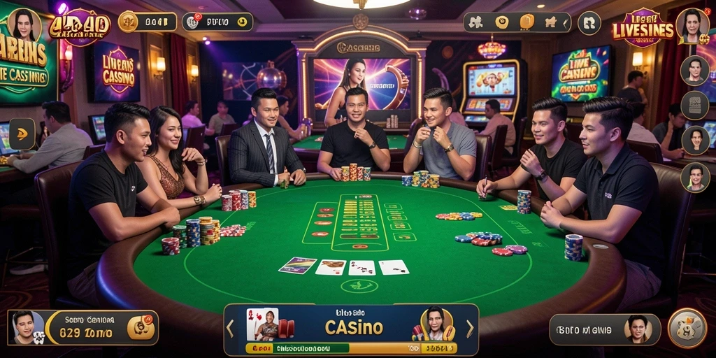 Screenshot gameplay 4P4P yang menampilkan interaksi dealer dan pemain.