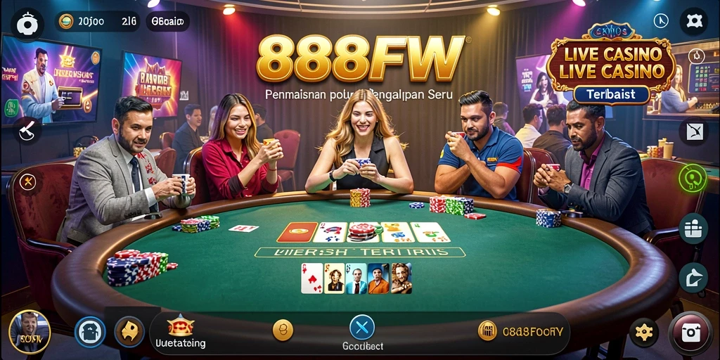 Tampilan gameplay Live Casino yang mendebarkan dan interaktif di 888FW.