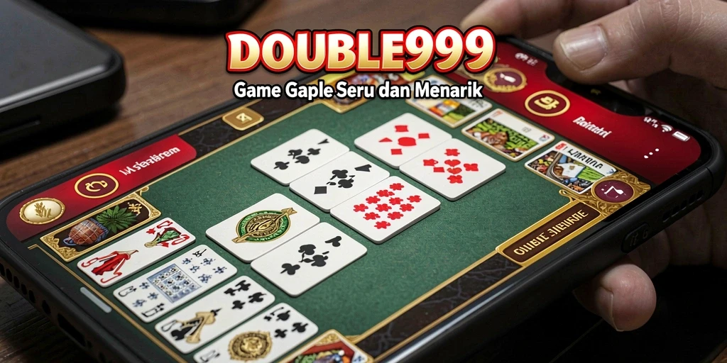 Gameplay seru Gaple di DOUBLE999 dengan berbagai mode permainan.