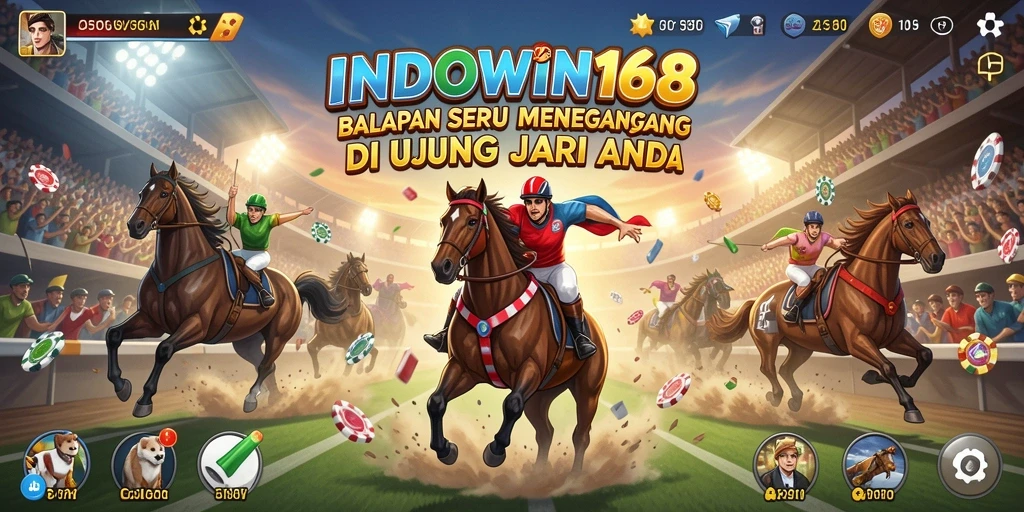 Screenshot gameplay INDOWIN168 menunjukkan aksi balapan yang mendebarkan.