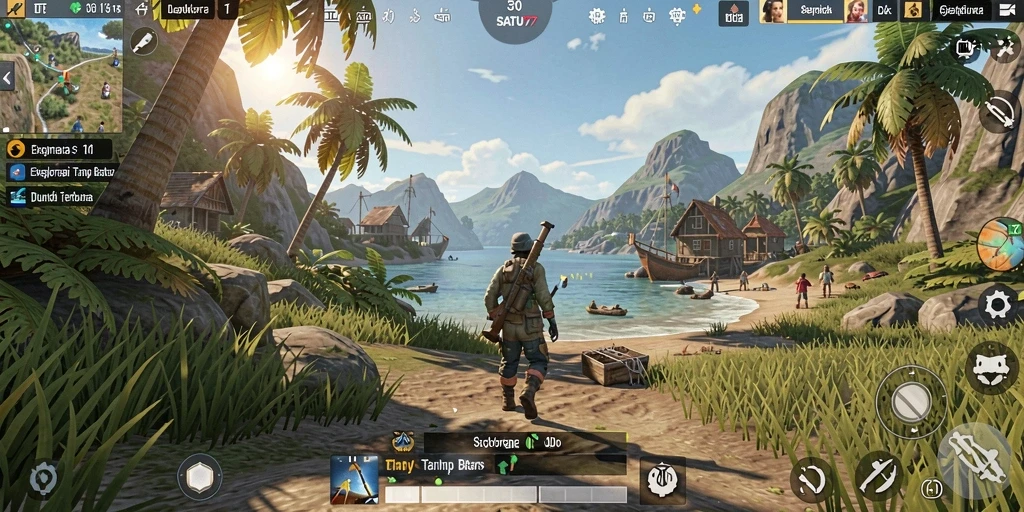 Gameplay SATU77 menampilkan dunia luas yang dapat dijelajahi pemain.