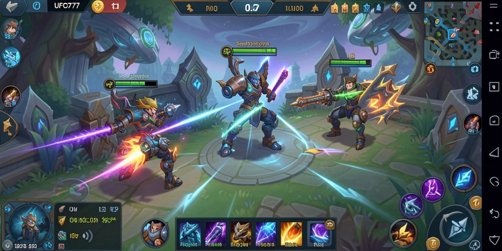 Screenshot gameplay <strong>UFO777</strong> yang menunjukkan aksi pertempuran tim.